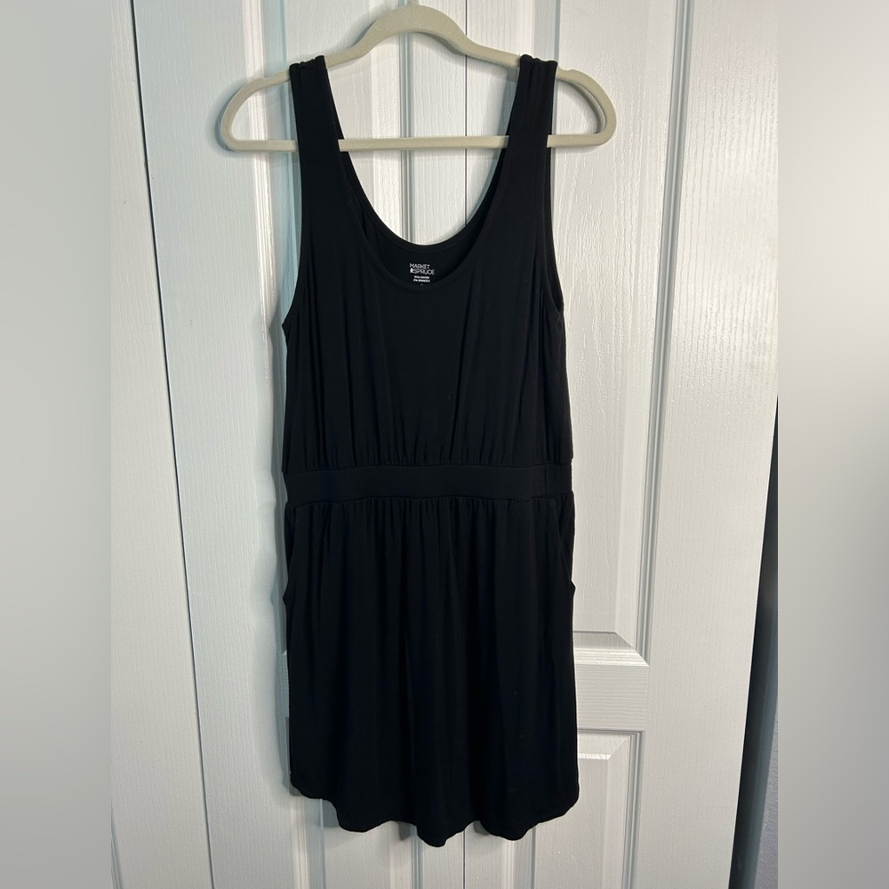 Market & Spruce Women’s Black Tank Dress Sleeveless W/ Front Pockets Size Medium